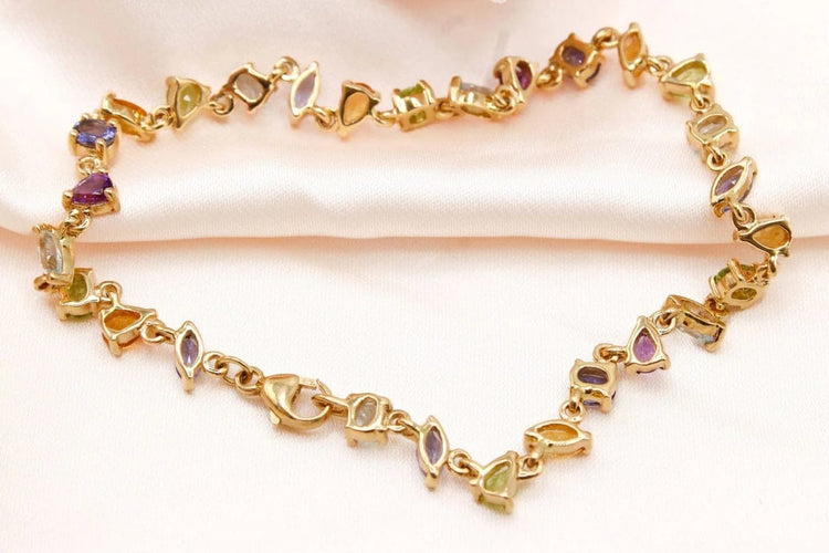 Bracelet Bracelet rivière multicolore en or jaune 750 58 Facettes 250496