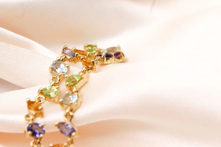 Bracelet Bracelet rivière multicolore en or jaune 750 58 Facettes 250496