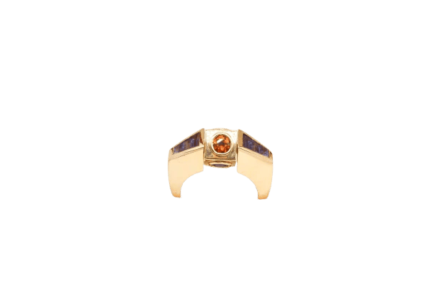Bague 53 Premiers Joyaux - Bague motif carré en or jaune et pierres fines 58 Facettes 250199