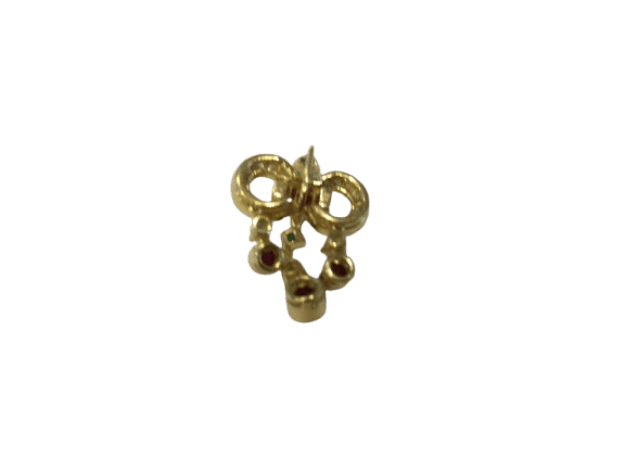 Pendentif Pendentif nœud en or jaune 18 ct rubis, émeraudes et diamants 58 Facettes