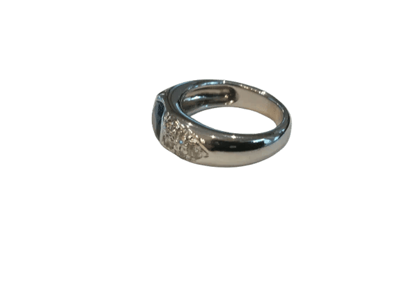 Bague 52 Bague jonc en or blanc 18 ct avec saphir et diamants 58 Facettes