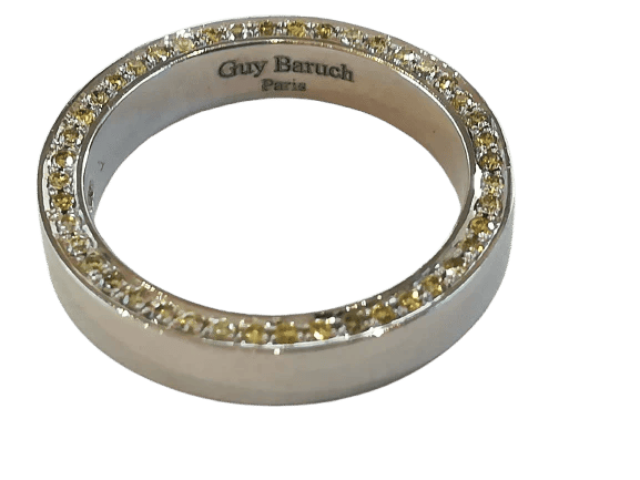 Bague 49 Guy Baruch - Bague en platine 950 sertie de diamants blancs et fancy yellow 58 Facettes