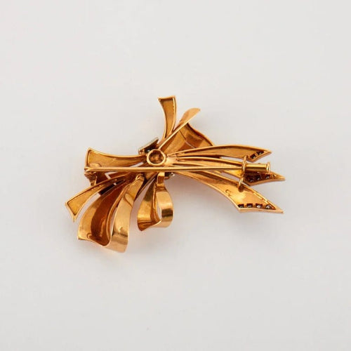 Broche Broche nœud 1940 en or jaune et platine avec diamants 58 Facettes