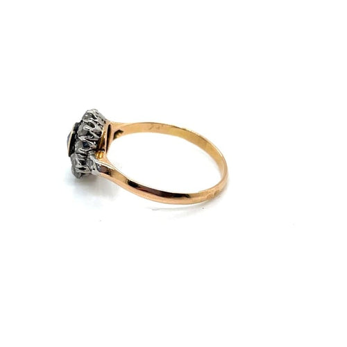 Bague 54 Bague ancienne en or rose 18k et platine, saphir et diamants 58 Facettes