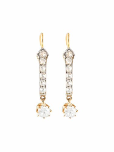 Boucles d'oreilles Art déco - Boucles d'oreilles en or jaune et platine avec diamants 58 Facettes