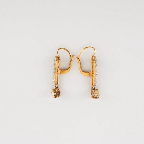 Boucles d'oreilles Art déco - Boucles d'oreilles en or jaune et platine avec diamants 58 Facettes
