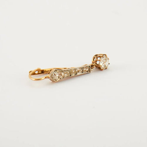 Boucles d'oreilles Art déco - Boucles d'oreilles en or jaune et platine avec diamants 58 Facettes