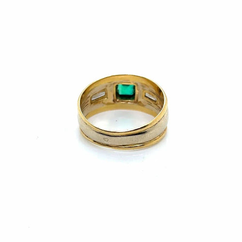 Bague 54 Bague jonc en deux ors, émeraude et diamants 58 Facettes