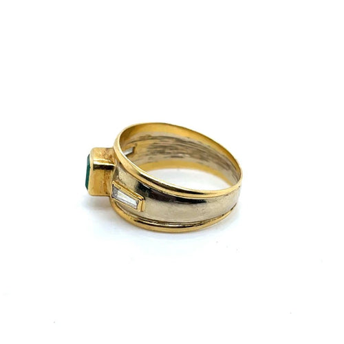 Bague 54 Bague jonc en deux ors, émeraude et diamants 58 Facettes