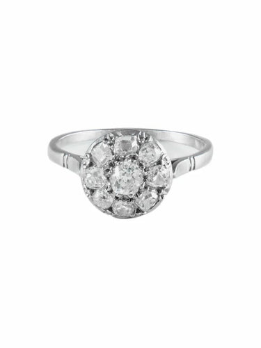 Bague 57 Bague marguerite ancienne - Diamants en platine 850/1000 58 Facettes