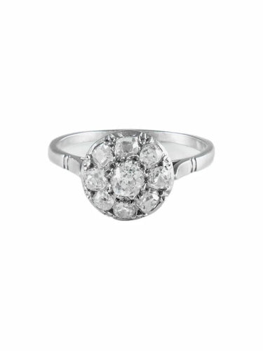 Bague 57 Bague Marguerite ancienne en platine et diamants 58 Facettes