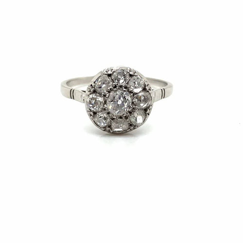 Bague 57 Bague Marguerite ancienne en platine et diamants 58 Facettes