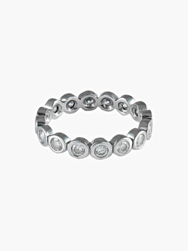 Bague 55 Alliance - Bague tour complet en or blanc 750, diamants 58 Facettes