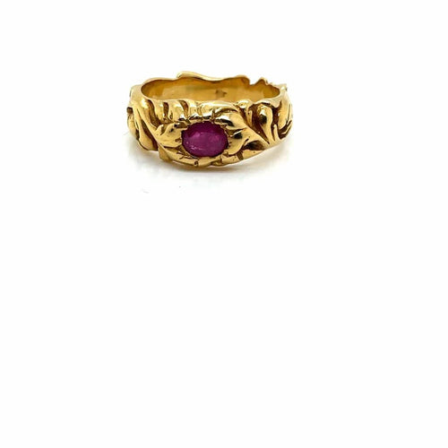 Bague 50 Bague style Art nouveau en or jaune et rubis 58 Facettes