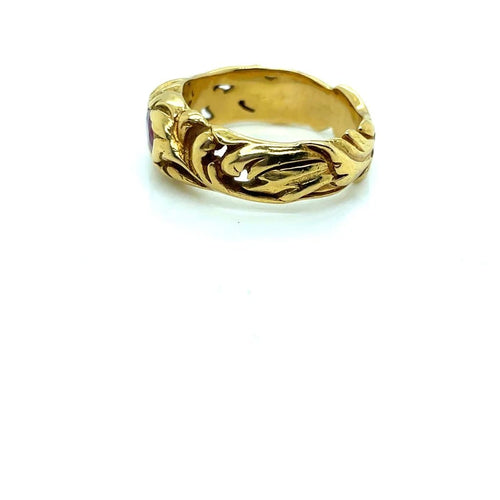 Bague 50 Bague style Art nouveau en or jaune et rubis 58 Facettes