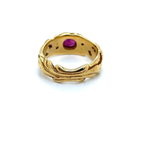 Bague 50 Bague style Art nouveau en or jaune et rubis 58 Facettes