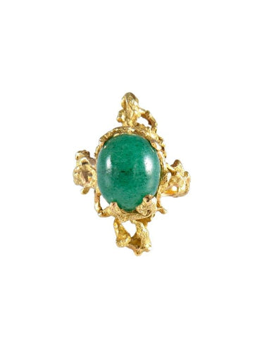 Bague 51 Bague en or jaune 750 sertie d’aventurine verte 58 Facettes