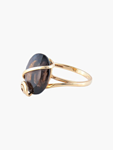 Bague 54 Bague en or jaune avec quartz fumé 58 Facettes