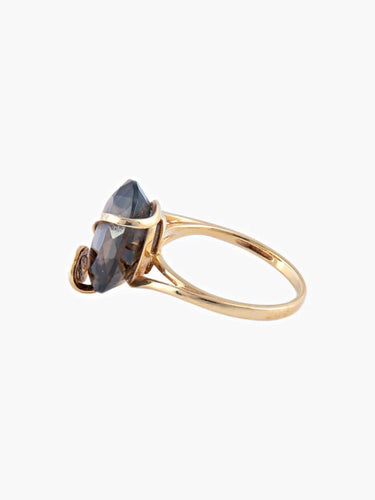 Bague 54 Bague en or jaune avec quartz fumé 58 Facettes