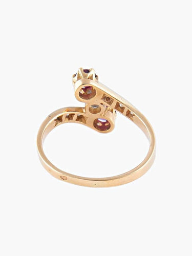 Bague 51 Bague trilogie rubis et diamants en or jaune 750 58 Facettes