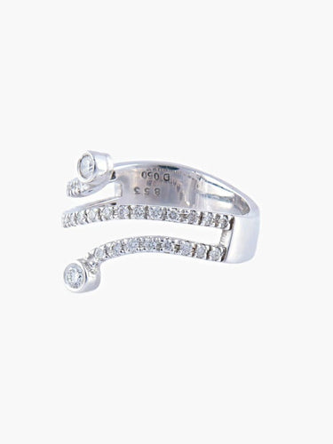 Bague 55 Bague en or blanc 18 carats sertie de diamants 58 Facettes