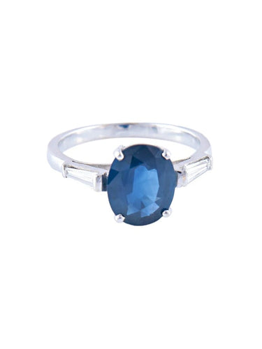 Bague 54 Bague en or blanc - Saphir de Thaïlande et diamants 58 Facettes