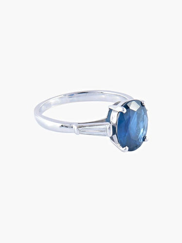 Bague 54 Bague en or blanc - Saphir de Thaïlande et diamants 58 Facettes