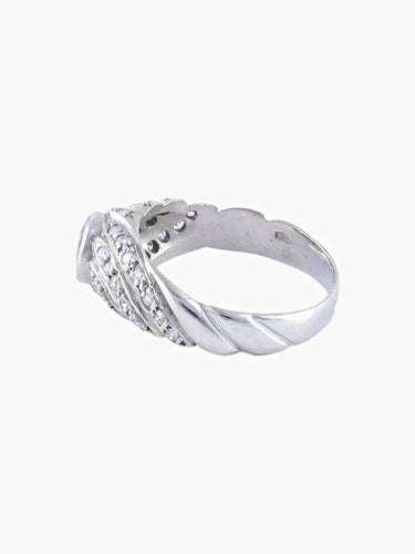 Bague 53 Bague jonc en or rhodié, saphir rose et diamants 58 Facettes