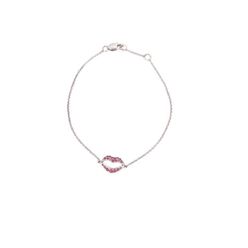 Bracelet STEFFERE - Bracelet motif bouche en or blanc et saphirs roses 58 Facettes