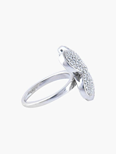 Bague 51 Bague fleur en or blanc 750 pavée de diamants 58 Facettes
