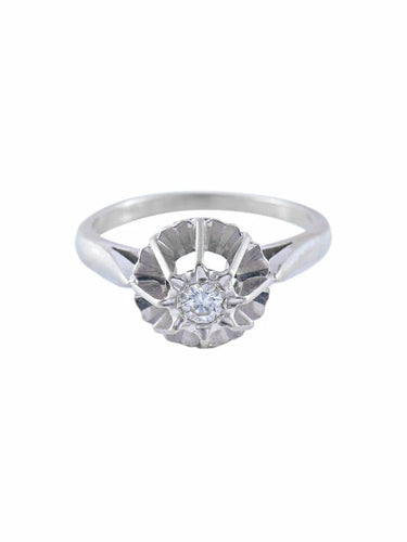 Bague 53 Solitaire rétro - Bague en or blanc 750 sertie d’un diamant 0,10 ct 58 Facettes