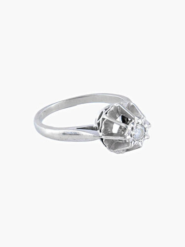 Bague 53 Solitaire rétro - Bague en or blanc 750 sertie d’un diamant 0,10 ct 58 Facettes
