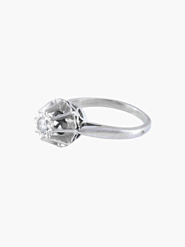 Bague 53 Solitaire rétro - Bague en or blanc 750 sertie d’un diamant 0,10 ct 58 Facettes