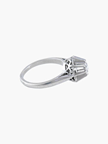Bague 53 Solitaire rétro - Bague en or blanc 750 sertie d’un diamant 0,10 ct 58 Facettes