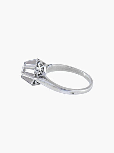 Bague 53 Solitaire rétro - Bague en or blanc 750 sertie d’un diamant 0,10 ct 58 Facettes