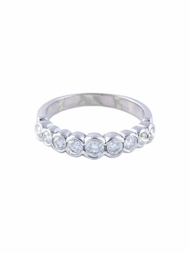 Bague 52 Demi-alliance - Bague en or blanc 750 sertie de diamants 58 Facettes