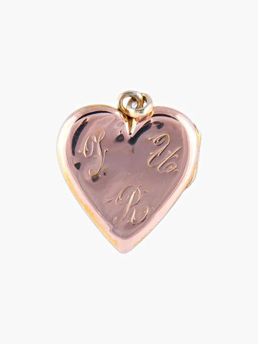 Pendentif Pendentif cœur porte-photo ancien en or jaune et or rose 18 carats 58 Facettes
