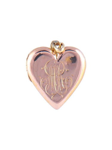 Pendentif Pendentif cœur porte-photo ancien en or jaune et or rose 18 carats 58 Facettes