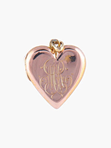 Pendentif Pendentif cœur porte-photo ancien en or jaune et or rose 18 carats 58 Facettes