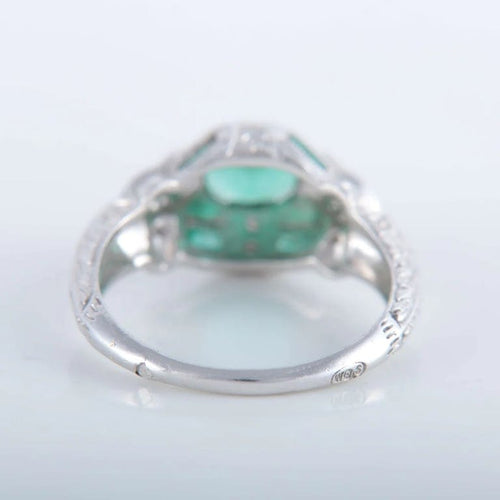 Bague 53 Bague Art déco en platine avec émeraude et diamants 58 Facettes 1