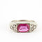 Bague Bague jonc Art déco en or blanc, pierre rouge/rose et diamants 58 Facettes