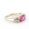 Bague Bague jonc Art déco en or blanc, pierre rouge/rose et diamants 58 Facettes
