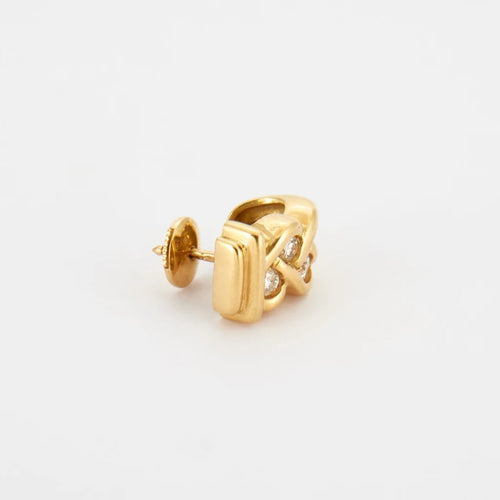 Boucles d'oreilles GROSPIRON Joaillerie - Demi-créoles en or jaune 750 serties de diamants 58 Facettes