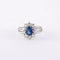 Bague 60 Bague jonc marguerite en platine, saphir de Ceylan et diamants 58 Facettes