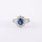 Bague 60 Bague jonc marguerite en platine, saphir de Ceylan et diamants 58 Facettes