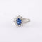 Bague 60 Bague jonc marguerite en platine, saphir de Ceylan et diamants 58 Facettes