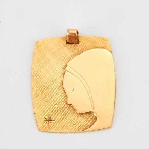 Pendentif Médaille - Vierge Marie vintage en or jaune 750 58 Facettes