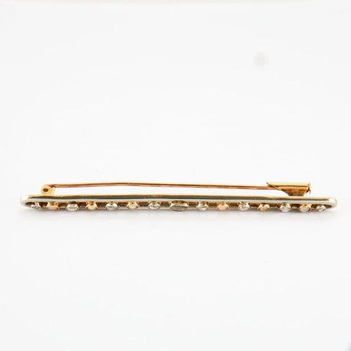 Broche Broche-barrette ancienne - Diamants et perles fines en or jaune et or blanc 58 Facettes