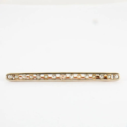 Broche Broche-barrette ancienne - Diamants et perles fines en or jaune et or blanc 58 Facettes
