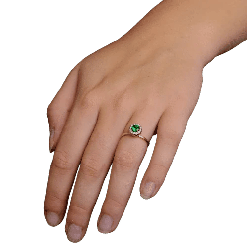 Bague 52 Selim Mouzannar - Bague en or rose 750 avec tsavorite et diamants 58 Facettes